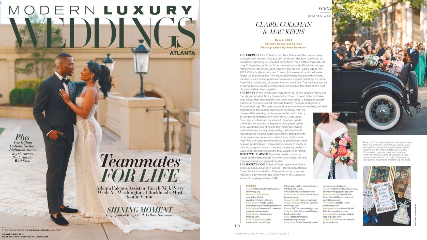 Magazine article from Modern Luxury Weddings - Atlanta